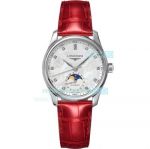 Hot Sale Replica Longines White Dial Red Leather Strap Women's Watch